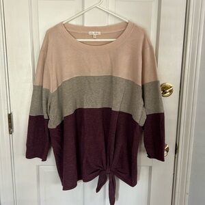 Nine Britton Front Tie Brushed Knit Top. Size 2X